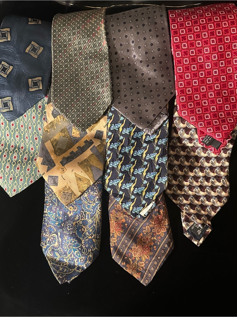 Classic Men's Assorted Silk Ties in Blue, Red, Brown, Gray and Gold